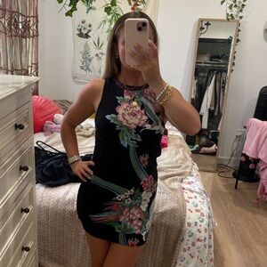 Black dress with florals